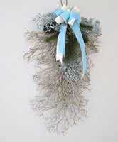 Beach Christmas Sea Coral Swag, Coastal Christmas Sea Coral Wreath, Beach Coastal Platinum Blingy Wall Swag, Beach Coastal Gifts & Decor