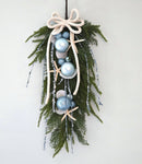 Beach Christmas Decor Seashell Pine Swag, Coastal Christmas Decor Swag Wreath w Seashells, Beach Coastal Platinum Pine Wall Swag w Shells, Beach Coastal Gifts & Decor