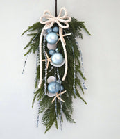 Beach Christmas Decor Seashell Pine Swag, Coastal Christmas Decor Swag Wreath w Seashells, Beach Coastal Platinum Pine Wall Swag w Shells, Beach Coastal Gifts & Decor