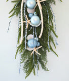 Beach Christmas Decor Seashell Pine Swag, Coastal Christmas Decor Swag Wreath w Seashells, Beach Coastal Platinum Pine Wall Swag w Shells, Beach Coastal Gifts & Decor