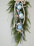 Beach Christmas Decor Seashell Pine Swag, Coastal Christmas Decor Swag Wreath w Seashells, Beach Coastal Platinum Pine Wall Swag w Shells, Beach Coastal Gifts & Decor