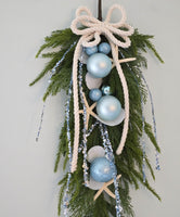 Beach Christmas Decor Seashell Pine Swag, Coastal Christmas Decor Swag Wreath w Seashells, Beach Coastal Platinum Pine Wall Swag w Shells, Beach Coastal Gifts & Decor