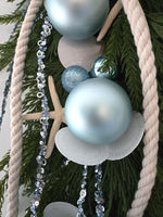 Beach Christmas Decor Seashell Pine Swag, Coastal Christmas Decor Swag Wreath w Seashells, Beach Coastal Platinum Pine Wall Swag w Shells, Beach Coastal Gifts & Decor