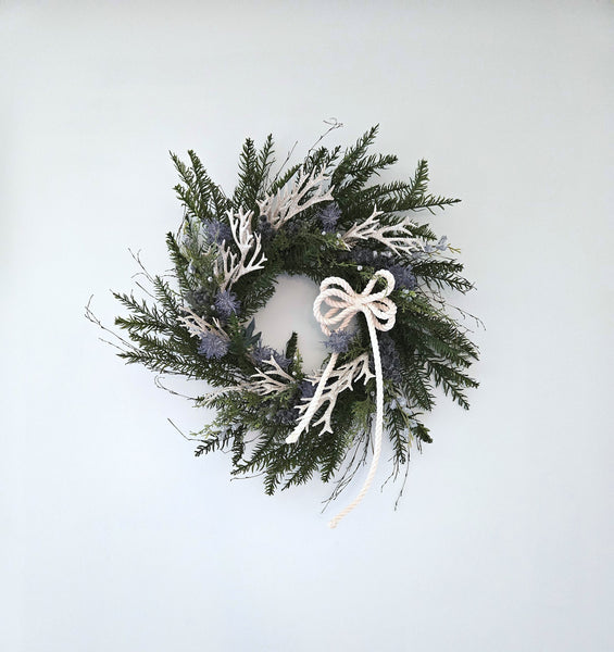 Beach Christmas Wreath, Coastal Christmas Seashell Wreath, Beach Coastal Pine Wreath w Starfish & Shells, Beach Coastal Gifts & Decor