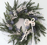 Beach Christmas Wreath, Coastal Christmas Seashell Wreath, Beach Coastal Pine Wreath w Starfish & Shells, Beach Coastal Gifts & Decor