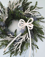 Beach Christmas Wreath, Coastal Christmas Seashell Wreath, Beach Coastal Pine Wreath w Starfish & Shells, Beach Coastal Gifts & Decor