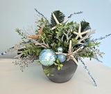 Beach Christmas Centerpiece, Coastal Christmas Seashell Table Arrangement, Beach Coastal Center Piece w Starfish & Shells, Beach Coastal Gifts & Decor