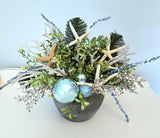 Beach Christmas Centerpiece, Coastal Christmas Seashell Table Arrangement, Beach Coastal Center Piece w Starfish & Shells, Beach Coastal Gifts & Decor