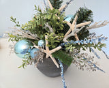 Beach Christmas Centerpiece, Coastal Christmas Seashell Table Arrangement, Beach Coastal Center Piece w Starfish & Shells, Beach Coastal Gifts & Decor
