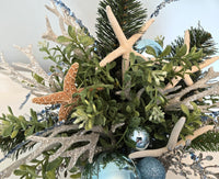 Beach Christmas Centerpiece, Coastal Christmas Seashell Table Arrangement, Beach Coastal Center Piece w Starfish & Shells, Beach Coastal Gifts & Decor