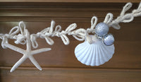 Beach Christmas Decor Seashell Garland, Coastal Christmas Decor Natural Jute Garland w Shells, Knotted Jute Garland 6FT