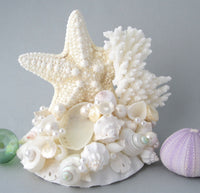 beach wedding cake topper, coral wedding cake topper, seashell wedding cake topper, sea glass wedding cake topper