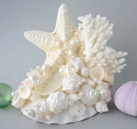 beach wedding cake topper, coral wedding cake topper, seashell wedding cake topper, sea glass wedding cake topper
