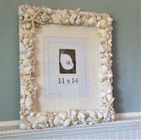 Beach Wedding Seashell Frame, WHITE Shell Frame, Coastal Decor White Seashell Frame, 4 SIZES