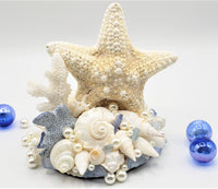 Beach Wedding Starfish Cake Topper, Seashell, Sea Glass & Coral Beach Wedding Cake Topper