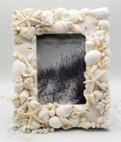 Beach Wedding Seashell Frame, WHITE Shell Frame, Coastal Decor White Seashell Frame, 4 SIZES