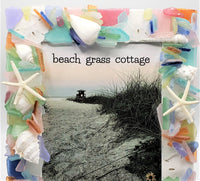 sea glass frame, beach glass frame, seaglass frame, seashell frame, beach decor, coastal decor