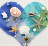 Sea Glass Decor Heart Wall Hanging, Nautical Beach Decor Beach Glass Art Canvas, Sea Glass Art, Wedding Gift - OPTIONAL PERSONALIZATION