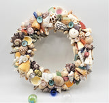 Seashell Wreath Beach Decor, Nautical Decor Colored Shell Wreath, Coastal Decor Sea Shell Wreath