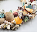 Seashell Wreath Beach Decor, Nautical Decor Colored Shell Wreath, Coastal Decor Sea Shell Wreath
