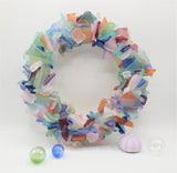 Beach Decor Sea Glass Wreath, Nautical Decor Beach Glass Wreath, Coastal Seaglass Wreath, Sea Glass Art - ANY COLOR