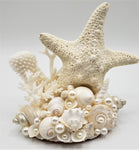 Beach Wedding Starfish Seashell Cake Topper, Nautical Coastal Coral Wedding Cake Topper