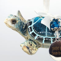 beach christmas, coastal christmas, christmas ornament, turtle ornament, sea turtle ornament, tortoise ornament, turtle gifts, just keep swimming