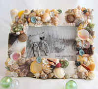 seashell frame, shell frame, seashell decor, shell decor, colored shell frame, white shell frame